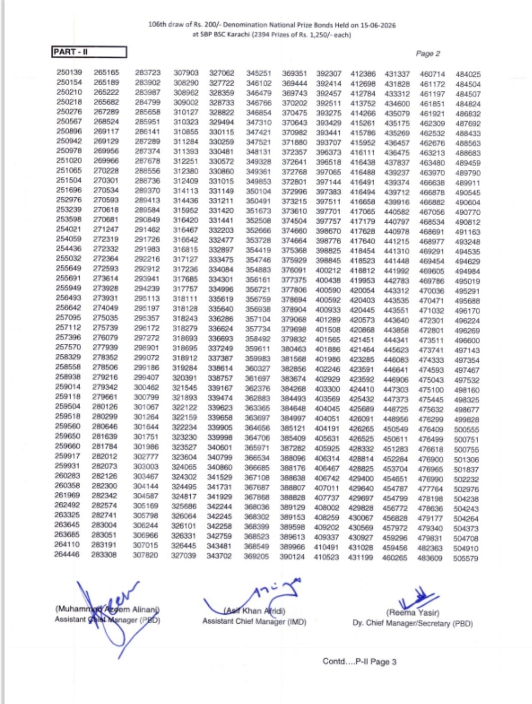 Rs. 200 Prize Bond Result Image 3